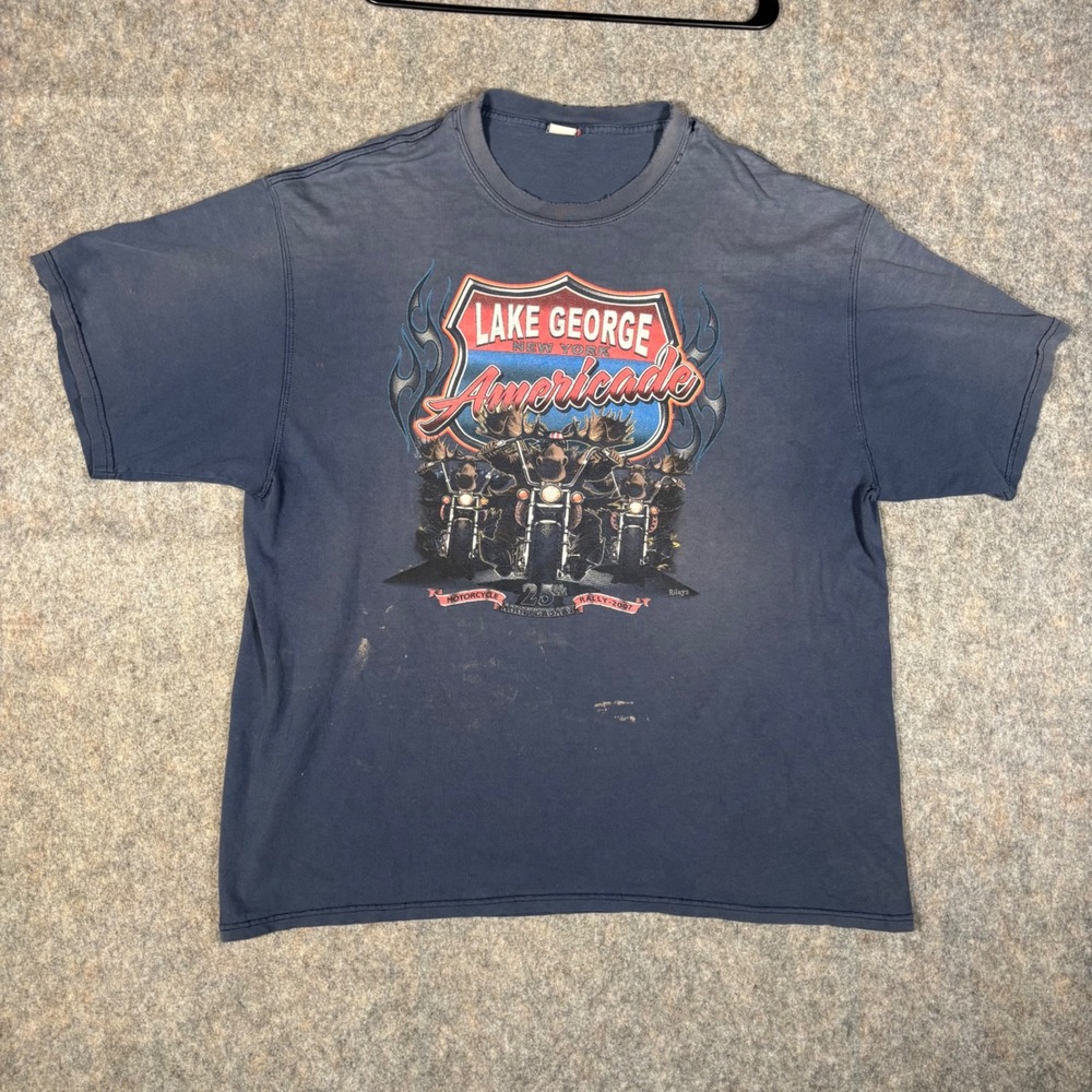 Americade T-Shirt Mens XL 2007 Lake George Motorcycle Rally Vintage Distressed